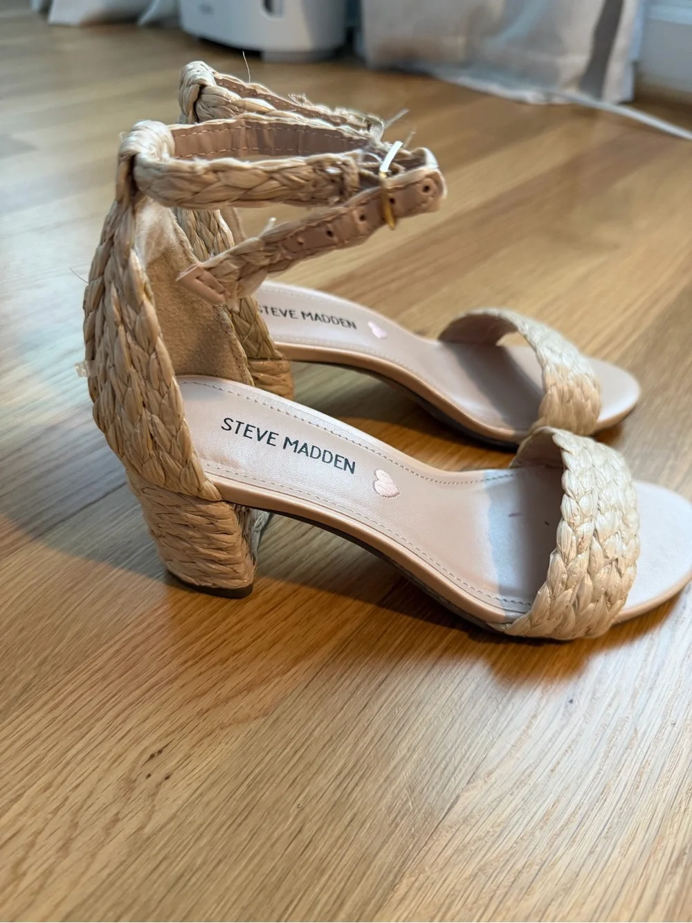 Steve Madden Girl’s Cream Braided Strap Sandals